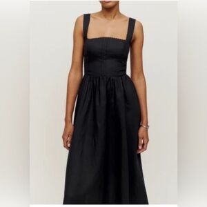 Reformation black linen tagliatelle corset dress size 6